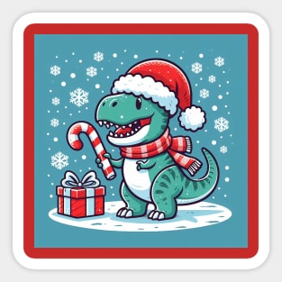 Cute Christmas T-Rex Sticker